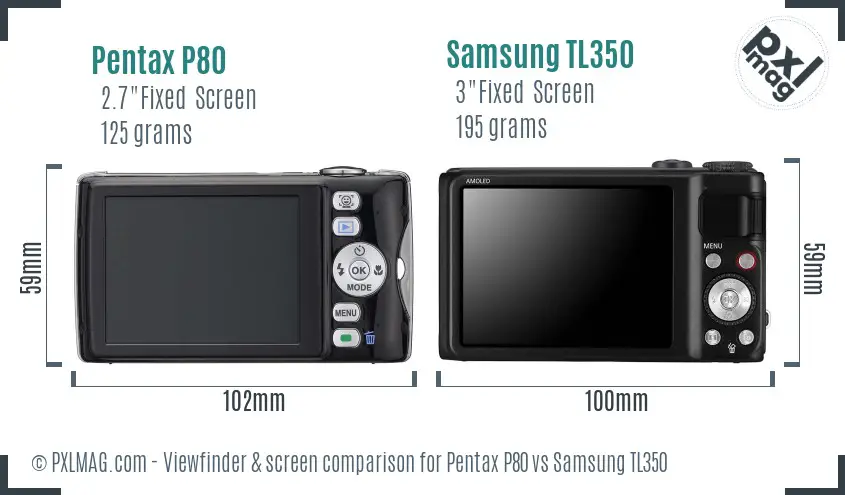 Pentax P80 vs Samsung TL350 Screen and Viewfinder comparison Pentax P80 vs Samsung TL350 Screen and Viewfinder comparison