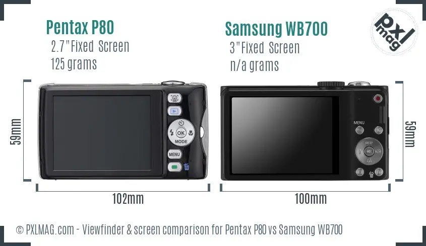 Pentax P80 vs Samsung WB700 Screen and Viewfinder comparison