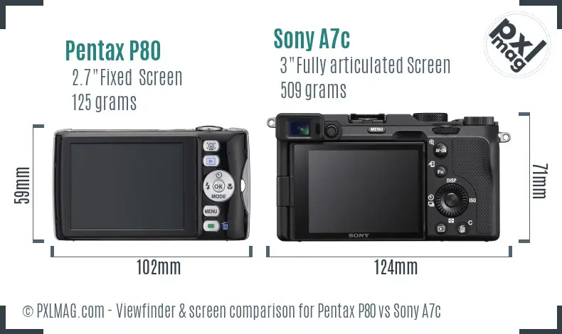 Pentax P80 vs Sony A7c Screen and Viewfinder comparison Pentax P80 vs Sony A7c Screen and Viewfinder comparison