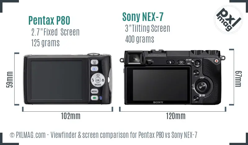 Pentax P80 vs Sony NEX-7 Screen and Viewfinder comparison