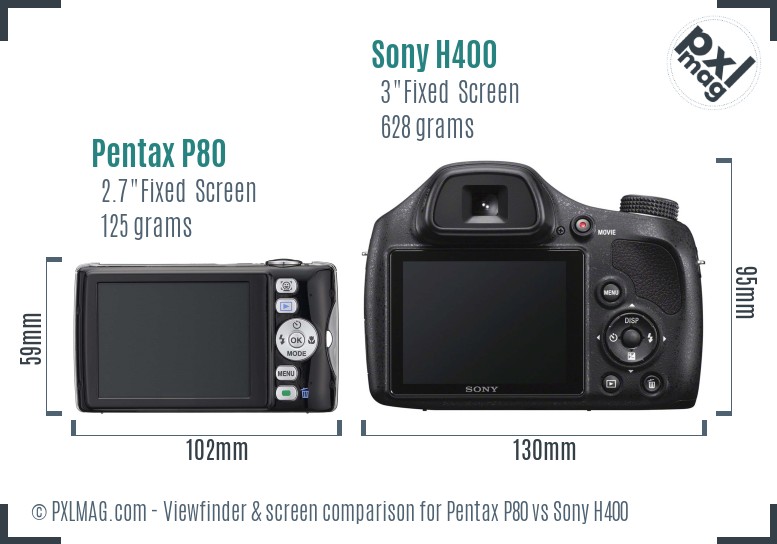 Pentax P80 vs Sony H400 Screen and Viewfinder comparison
