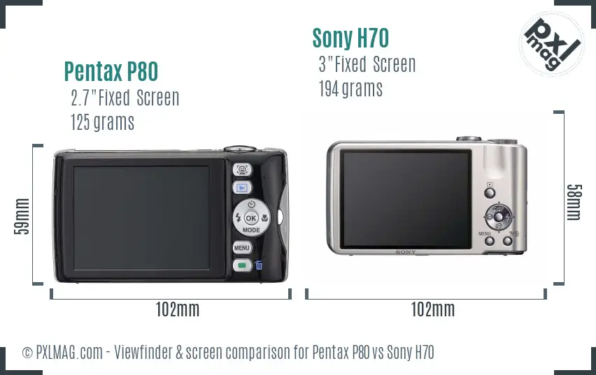 Pentax P80 vs Sony H70 Screen and Viewfinder comparison