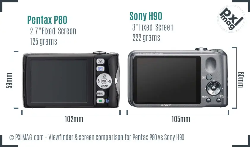 Pentax P80 vs Sony H90 Screen and Viewfinder comparison