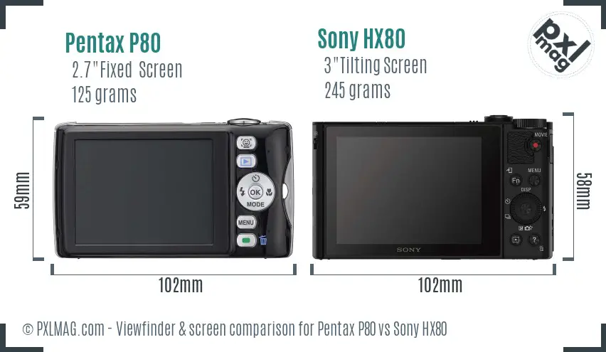 Pentax P80 vs Sony HX80 Screen and Viewfinder comparison