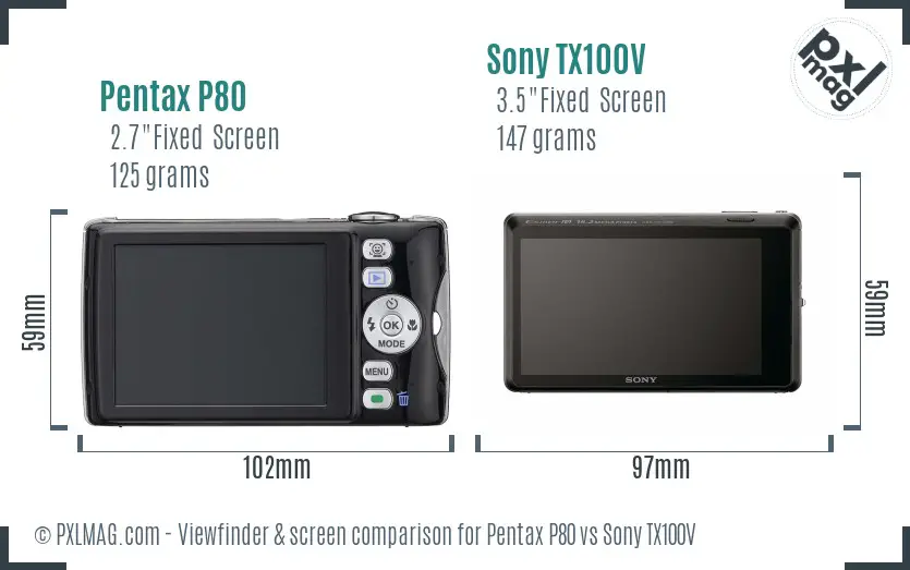Pentax P80 vs Sony TX100V Screen and Viewfinder comparison Pentax P80 vs Sony TX100V Screen and Viewfinder comparison