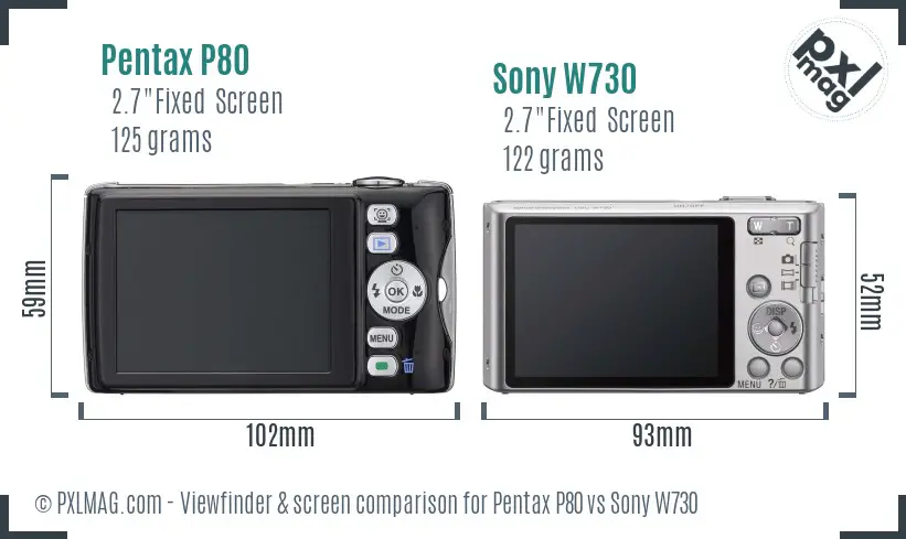 Pentax P80 vs Sony W730 Screen and Viewfinder comparison