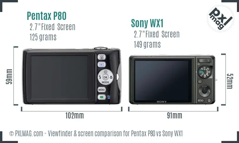 Pentax P80 vs Sony WX1 Screen and Viewfinder comparison