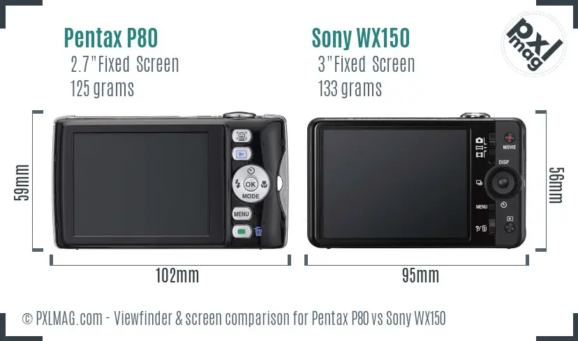Pentax P80 vs Sony WX150 Screen and Viewfinder comparison