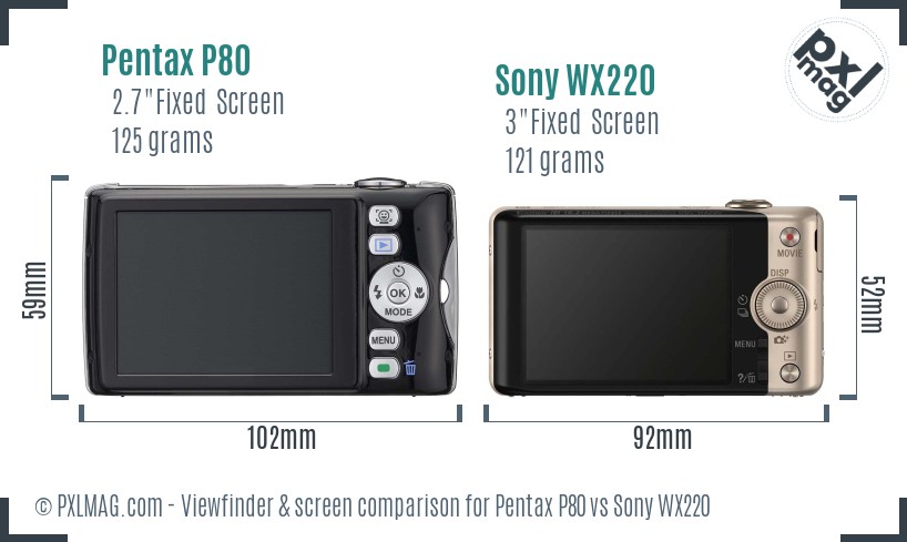 Pentax P80 vs Sony WX220 Screen and Viewfinder comparison