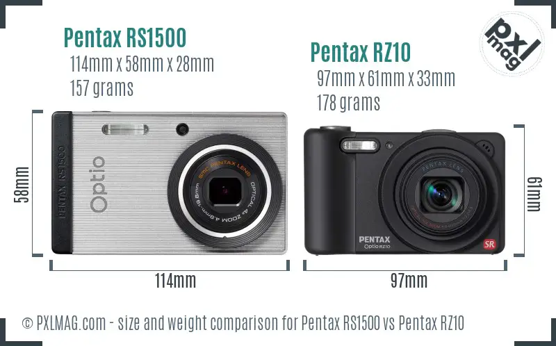 Pentax RS1500 vs Pentax RZ10 size comparison