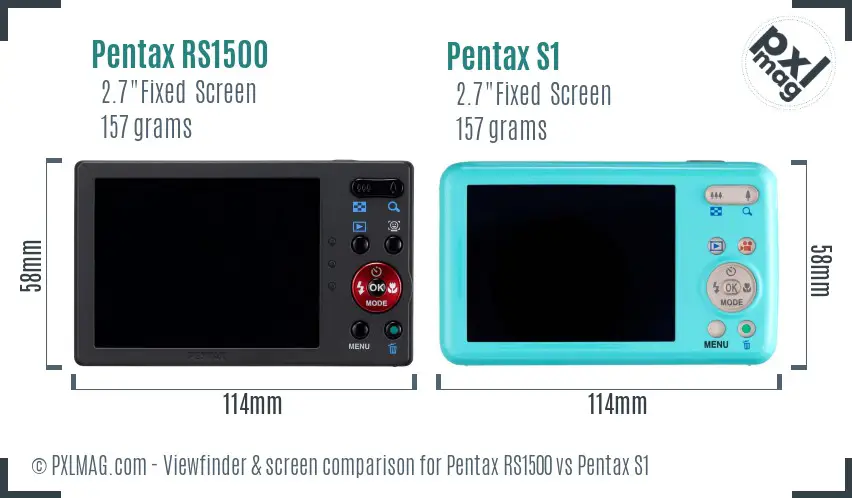 Pentax RS1500 vs Pentax S1 Screen and Viewfinder comparison