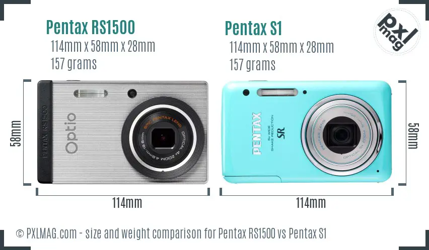 Pentax RS1500 vs Pentax S1 size comparison