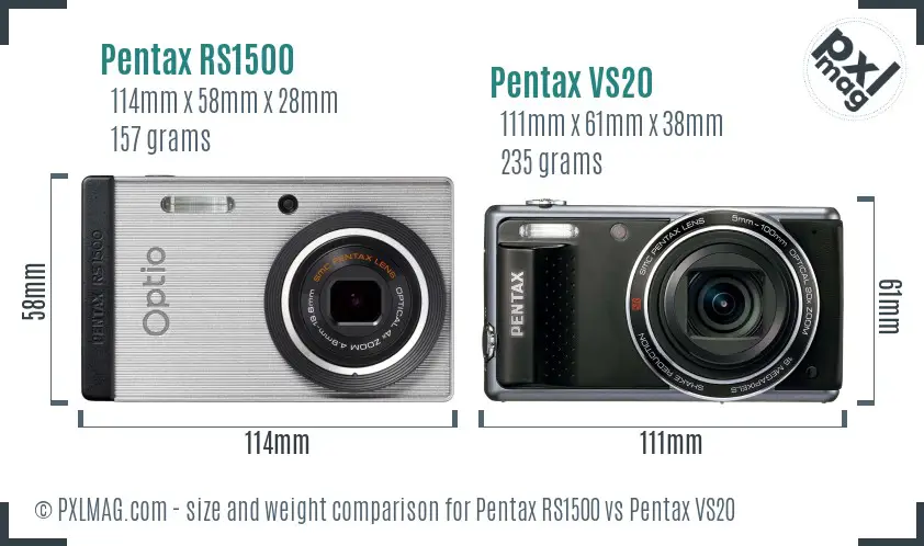 Pentax RS1500 vs Pentax VS20 size comparison