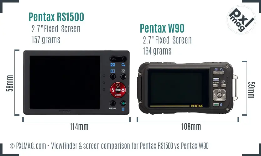 Pentax RS1500 vs Pentax W90 Screen and Viewfinder comparison