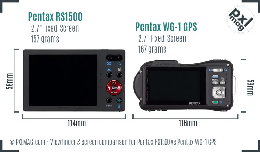 Pentax RS1500 vs Pentax WG-1 GPS Screen and Viewfinder comparison