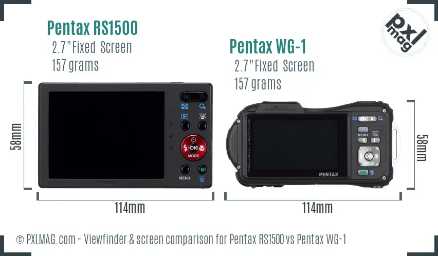 Pentax RS1500 vs Pentax WG-1 Screen and Viewfinder comparison
