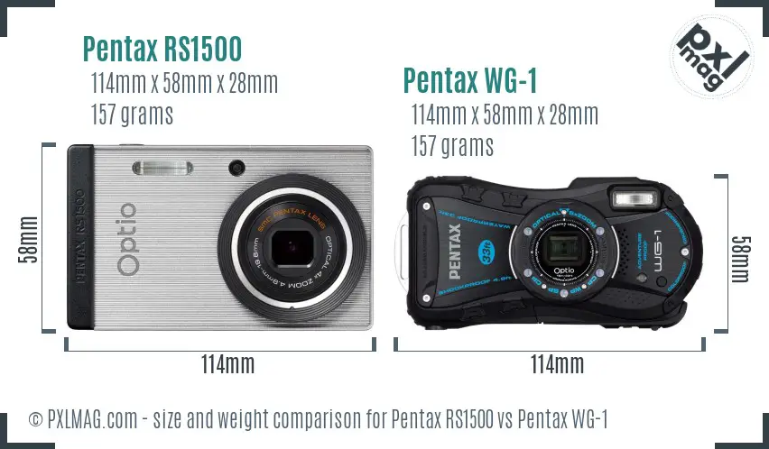 Pentax RS1500 vs Pentax WG-1 size comparison