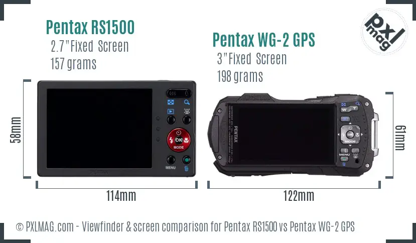 Pentax RS1500 vs Pentax WG-2 GPS Screen and Viewfinder comparison