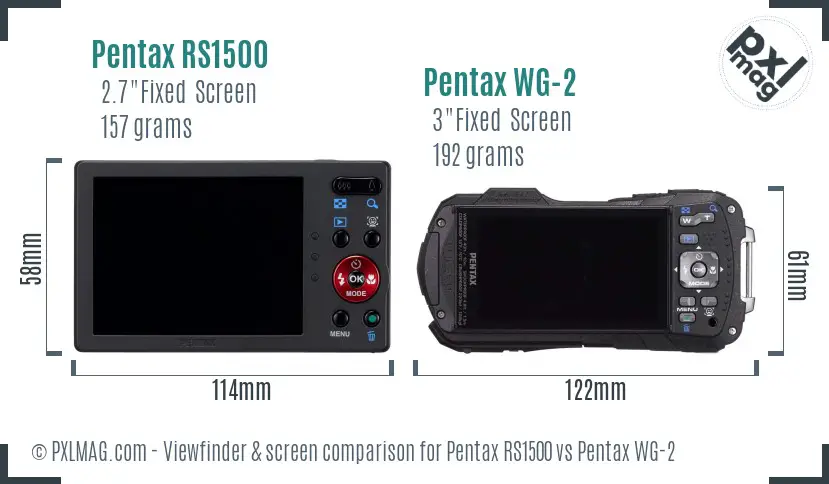 Pentax RS1500 vs Pentax WG-2 Screen and Viewfinder comparison