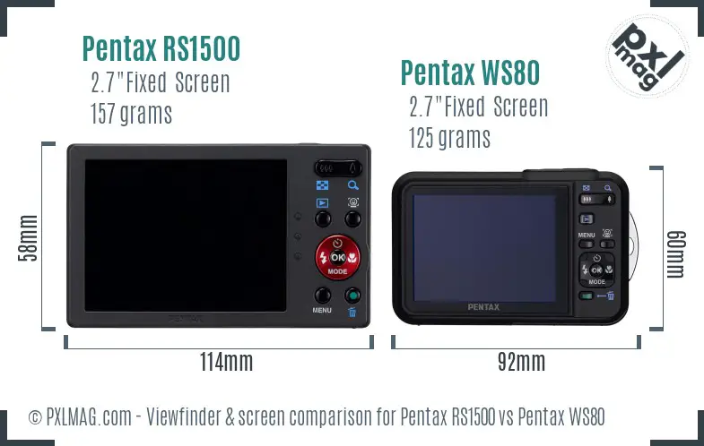 Pentax RS1500 vs Pentax WS80 Screen and Viewfinder comparison
