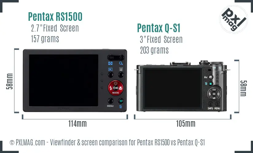 Pentax RS1500 vs Pentax Q-S1 Screen and Viewfinder comparison