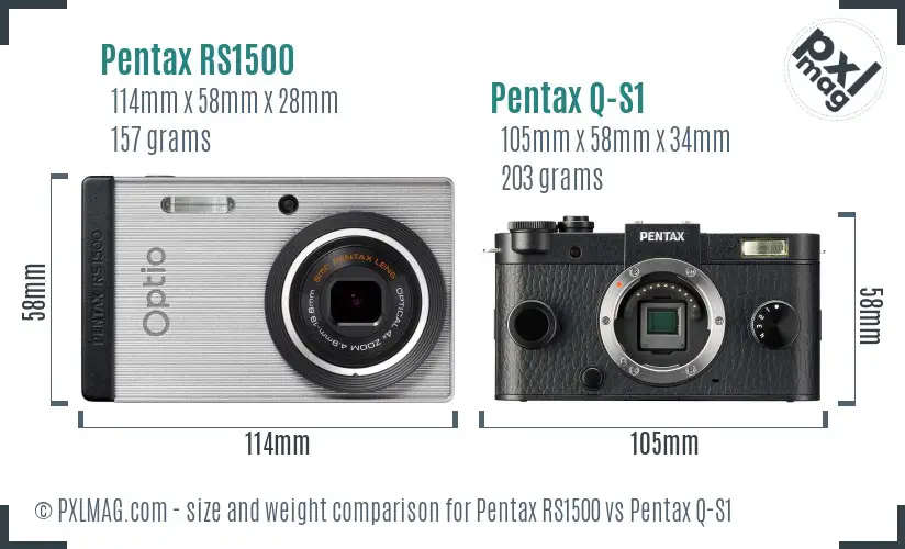 Pentax RS1500 vs Pentax Q-S1 size comparison