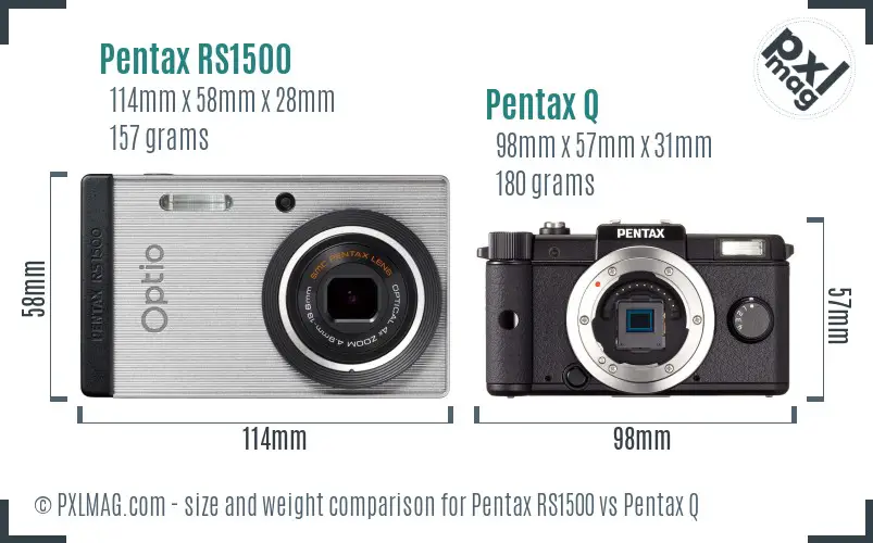 Pentax RS1500 vs Pentax Q size comparison
