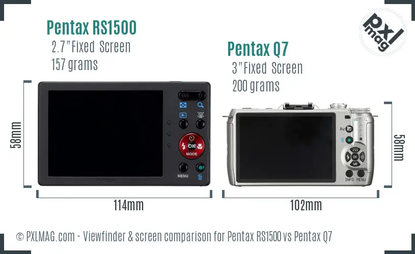 Pentax RS1500 vs Pentax Q7 Screen and Viewfinder comparison