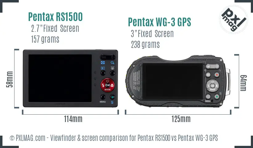 Pentax RS1500 vs Pentax WG-3 GPS Screen and Viewfinder comparison Pentax RS1500 vs Pentax WG-3 GPS Screen and Viewfinder comparison