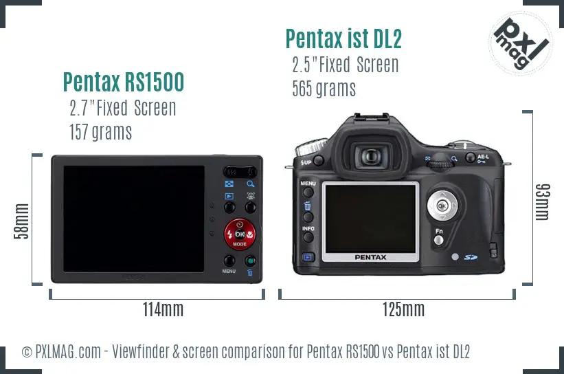 Pentax RS1500 vs Pentax ist DL2 Screen and Viewfinder comparison