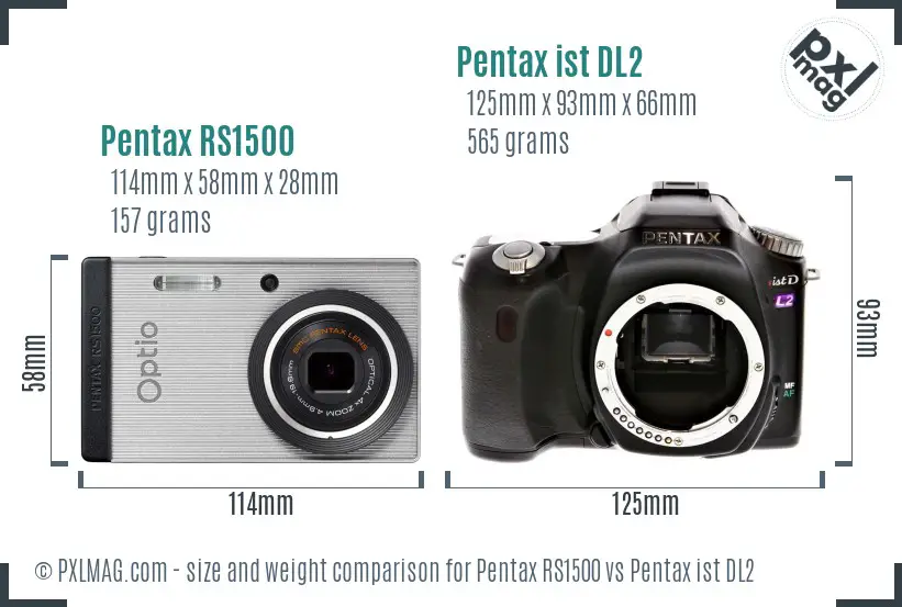 Pentax RS1500 vs Pentax ist DL2 size comparison
