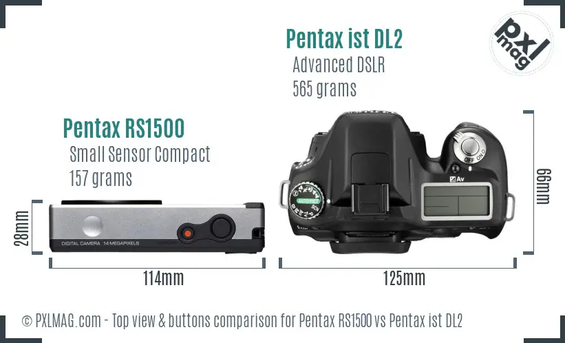Pentax RS1500 vs Pentax ist DL2 top view buttons comparison