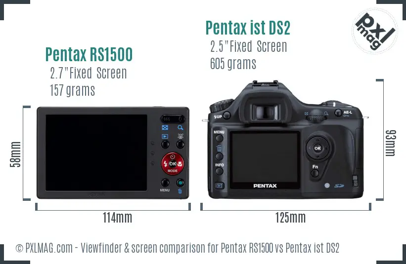 Pentax RS1500 vs Pentax ist DS2 Screen and Viewfinder comparison