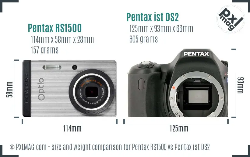 Pentax RS1500 vs Pentax ist DS2 size comparison
