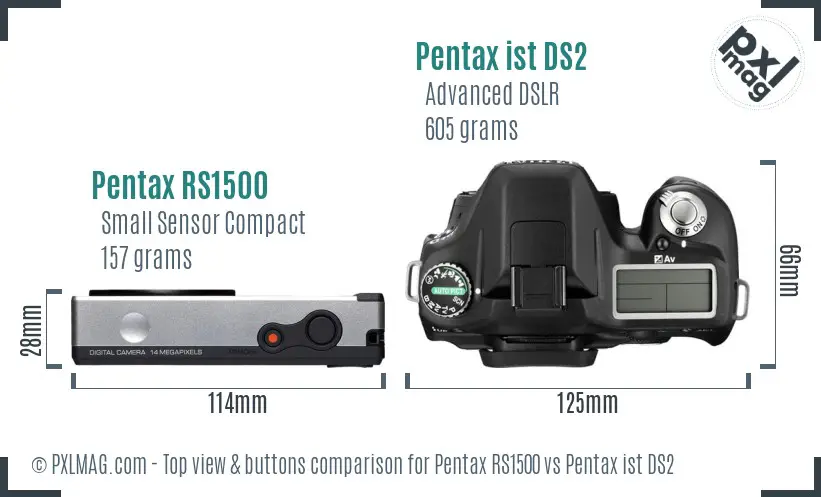 Pentax RS1500 vs Pentax ist DS2 top view buttons comparison