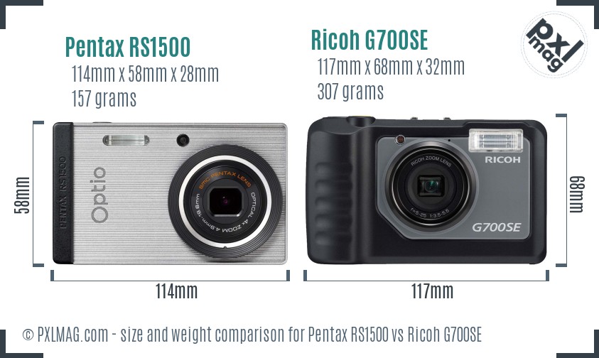 Pentax RS1500 vs Ricoh G700SE size comparison Pentax RS1500 vs Ricoh G700SE size comparison