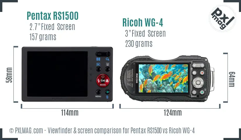 Pentax RS1500 vs Ricoh WG-4 Screen and Viewfinder comparison Pentax RS1500 vs Ricoh WG-4 Screen and Viewfinder comparison