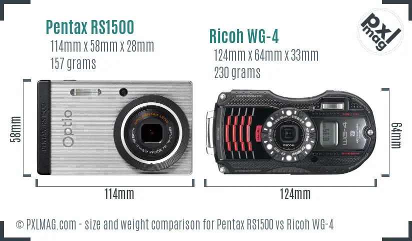 Pentax RS1500 vs Ricoh WG-4 size comparison Pentax RS1500 vs Ricoh WG-4 size comparison