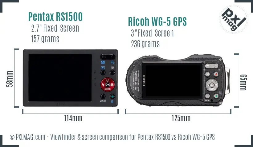 Pentax RS1500 vs Ricoh WG-5 GPS Screen and Viewfinder comparison Pentax RS1500 vs Ricoh WG-5 GPS Screen and Viewfinder comparison