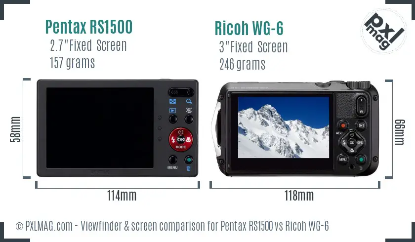 Pentax RS1500 vs Ricoh WG-6 Screen and Viewfinder comparison