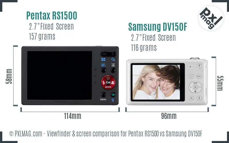 Pentax RS1500 vs Samsung DV150F Screen and Viewfinder comparison