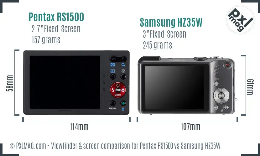 Pentax RS1500 vs Samsung HZ35W Screen and Viewfinder comparison Pentax RS1500 vs Samsung HZ35W Screen and Viewfinder comparison