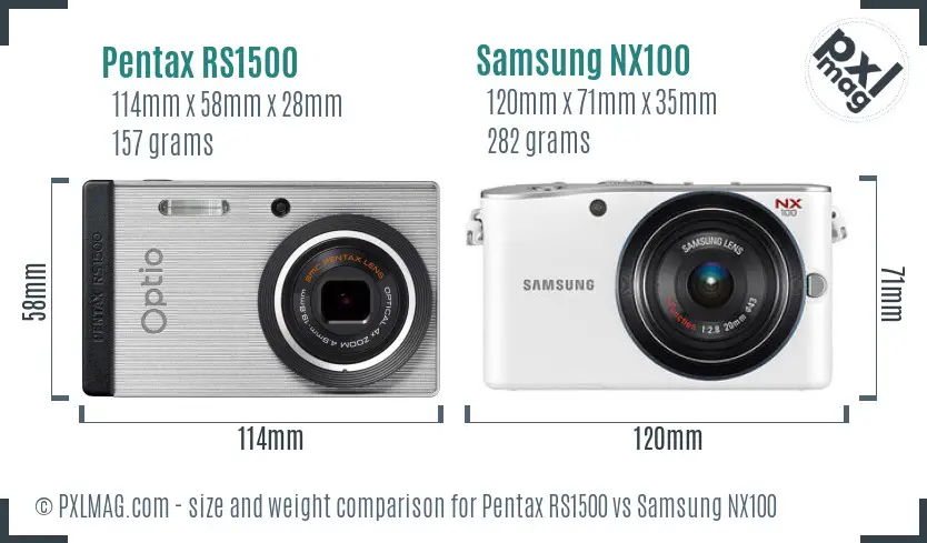 Pentax RS1500 vs Samsung NX100 size comparison