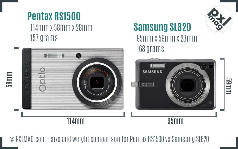 Pentax RS1500 vs Samsung SL820 size comparison