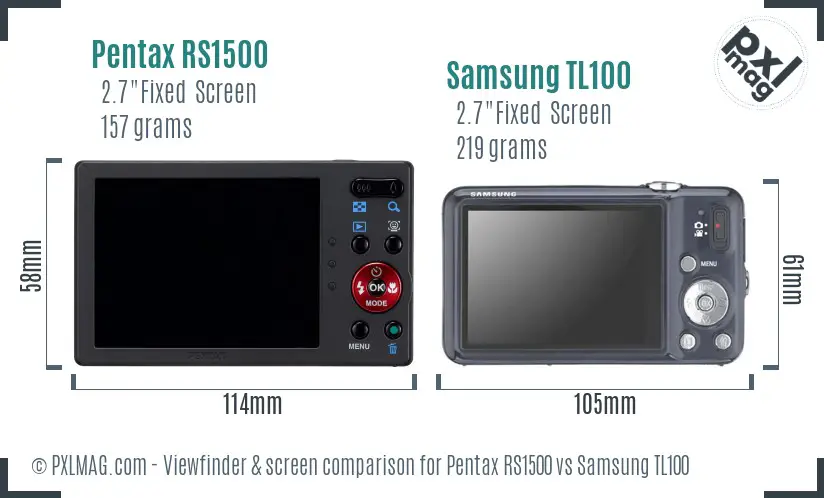 Pentax RS1500 vs Samsung TL100 Screen and Viewfinder comparison