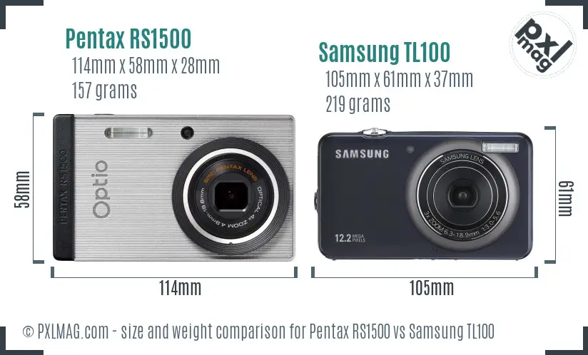 Pentax RS1500 vs Samsung TL100 size comparison