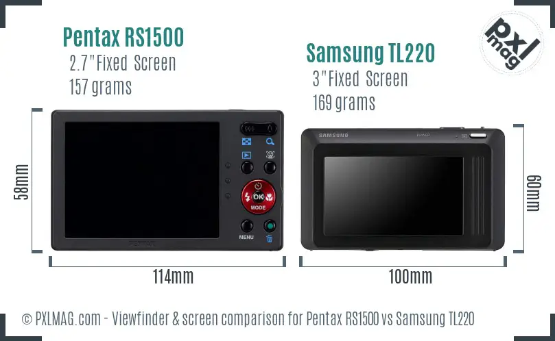 Pentax RS1500 vs Samsung TL220 Screen and Viewfinder comparison