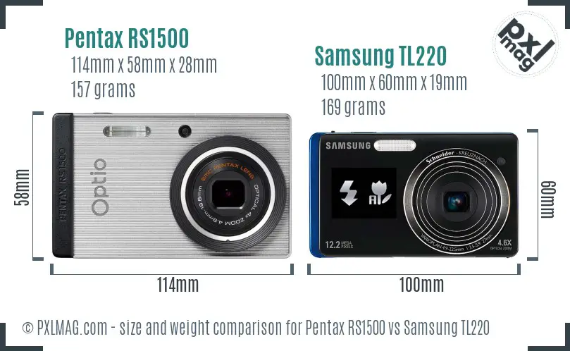 Pentax RS1500 vs Samsung TL220 size comparison