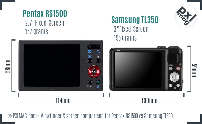 Pentax RS1500 vs Samsung TL350 Screen and Viewfinder comparison