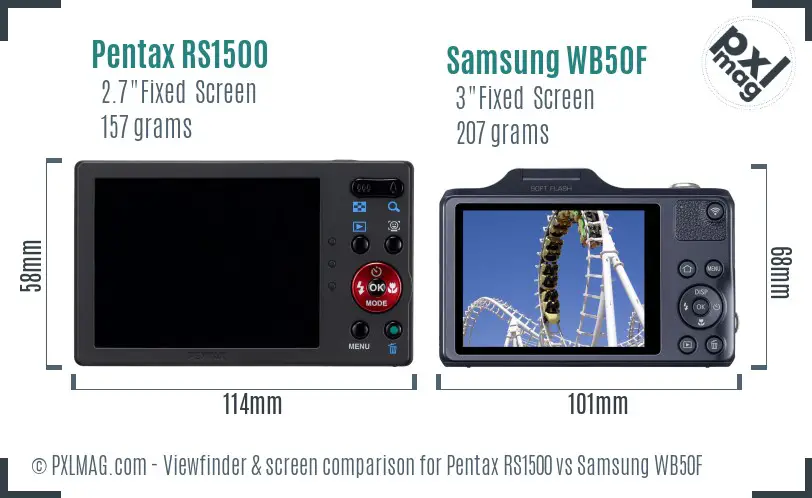 Pentax RS1500 vs Samsung WB50F Screen and Viewfinder comparison Pentax RS1500 vs Samsung WB50F Screen and Viewfinder comparison
